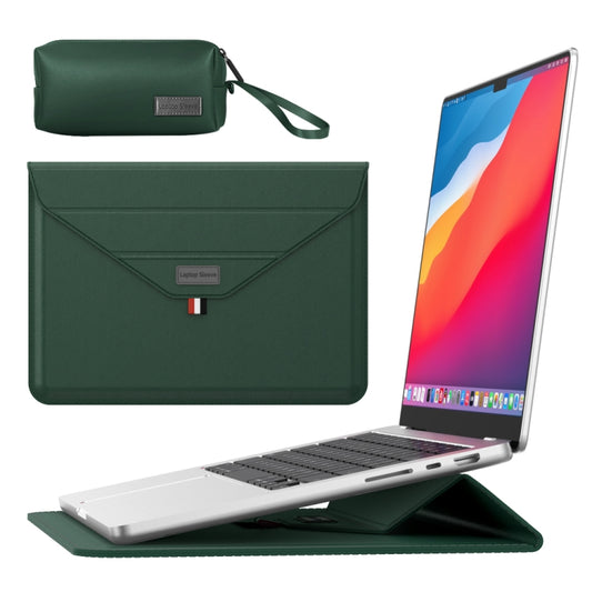 For 13/14 inch Envelope Holder Laptop Sleeve Bag with Accessories Bag(Dark Green) by buy2fix