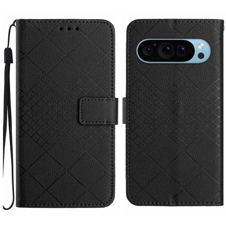 For Google Pixel 9 Pro XL Rhombic Grid Texture Leather Phone Case(Black) by buy2fix