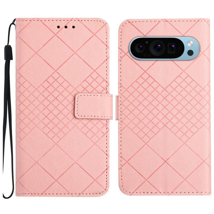 For Google Pixel 9 Pro XL Rhombic Grid Texture Leather Phone Case(Pink) by buy2fix