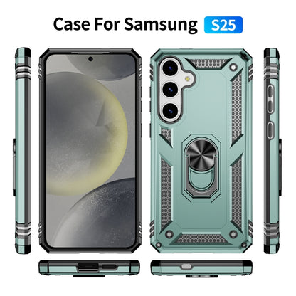For Samsung Galaxy S25 5G Shockproof TPU + PC Phone Case(Dark Green) by buy2fix