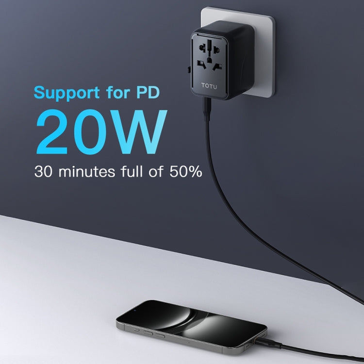 TOTU 635DQ PD 20W Universal Travel Fast Charger Power Adapter(Black) - USB Charger by TOTUDESIGN | Online Shopping UK | buy2fix