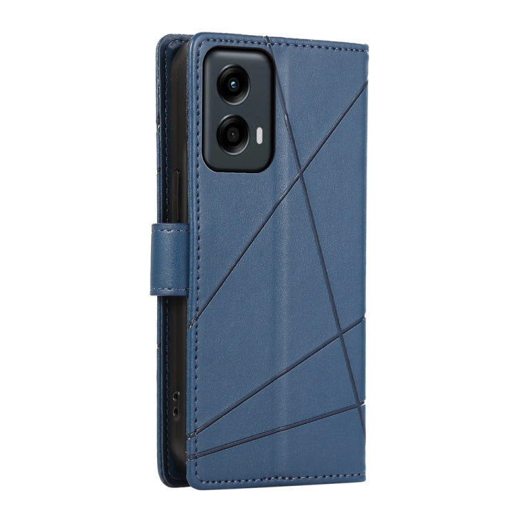 For Motorola Moto G Stylus 5G 2024 PU Genuine Leather Texture Embossed Line Phone Case(Blue) by buy2fix