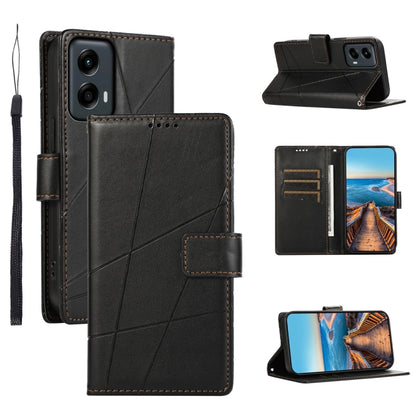 For Motorola Moto G Stylus 5G 2024 PU Genuine Leather Texture Embossed Line Phone Case(Black) by buy2fix