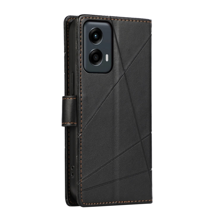 For Motorola Moto G Stylus 5G 2024 PU Genuine Leather Texture Embossed Line Phone Case(Black) by buy2fix