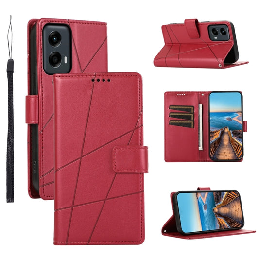 For Motorola Moto G Stylus 5G 2024 PU Genuine Leather Texture Embossed Line Phone Case(Red) by buy2fix