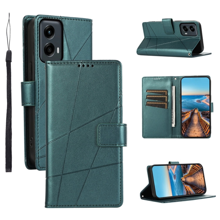 For Motorola Moto G Stylus 5G 2024 PU Genuine Leather Texture Embossed Line Phone Case(Green) by buy2fix
