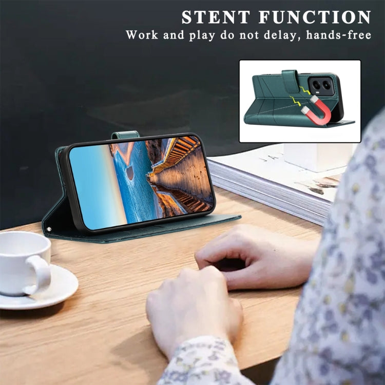 For Motorola Moto G Stylus 5G 2024 PU Genuine Leather Texture Embossed Line Phone Case(Green) by buy2fix
