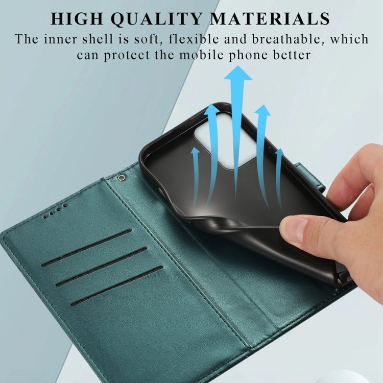 For Motorola Moto G Stylus 5G 2024 PU Genuine Leather Texture Embossed Line Phone Case(Green) by buy2fix