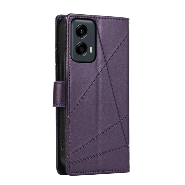 For Motorola Moto G Stylus 5G 2024 PU Genuine Leather Texture Embossed Line Phone Case(Purple) by buy2fix