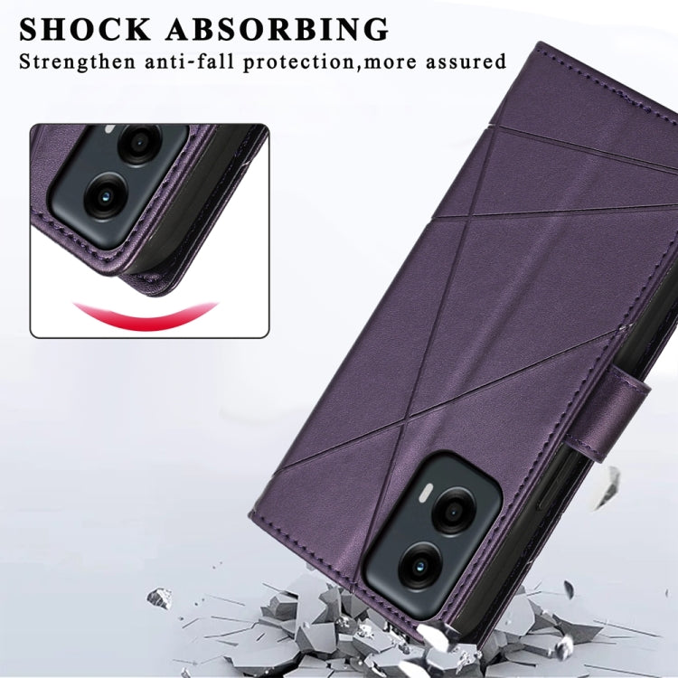 For Motorola Moto G Stylus 5G 2024 PU Genuine Leather Texture Embossed Line Phone Case(Purple) by buy2fix