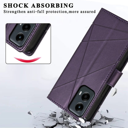 For Motorola Moto G Stylus 5G 2024 PU Genuine Leather Texture Embossed Line Phone Case(Purple) by buy2fix