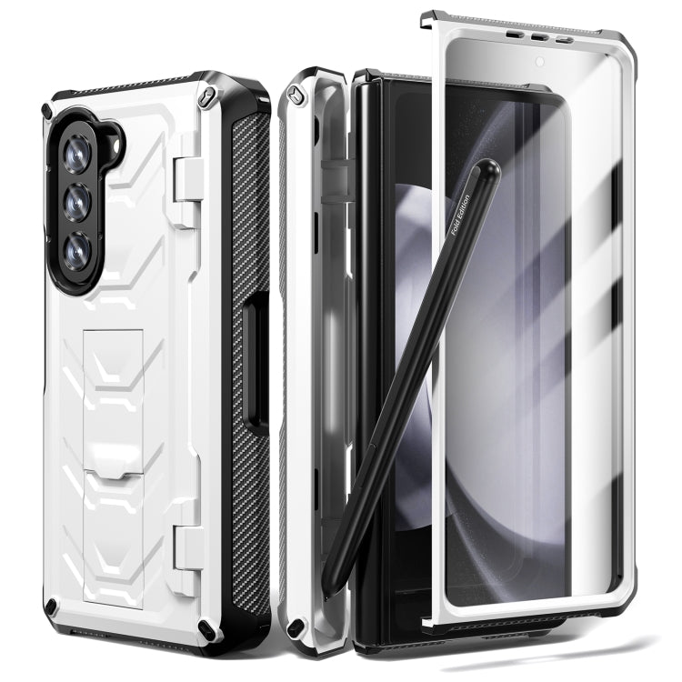 For Samsung Galaxy Z Fold5 5G Armored All-inclusive Shockproof Folding Phone Case(White) - Galaxy Z Fold5 Cases by buy2fix | Online Shopping UK | buy2fix