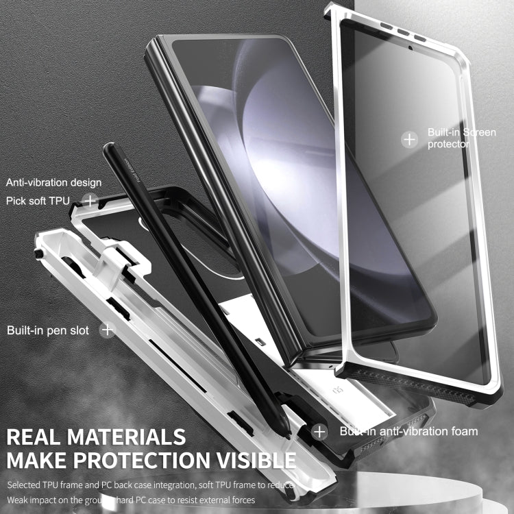 For Samsung Galaxy Z Fold5 5G Armored All-inclusive Shockproof Folding Phone Case(White) - Galaxy Z Fold5 Cases by buy2fix | Online Shopping UK | buy2fix
