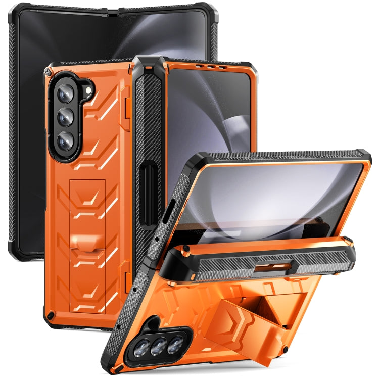 For Samsung Galaxy Z Fold5 5G Armored All-inclusive Shockproof Folding Phone Case(Orange) - Galaxy Z Fold5 Cases by buy2fix | Online Shopping UK | buy2fix