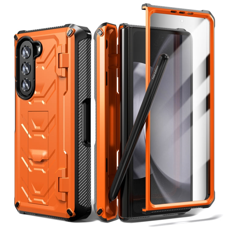 For Samsung Galaxy Z Fold5 5G Armored All-inclusive Shockproof Folding Phone Case(Orange) - Galaxy Z Fold5 Cases by buy2fix | Online Shopping UK | buy2fix
