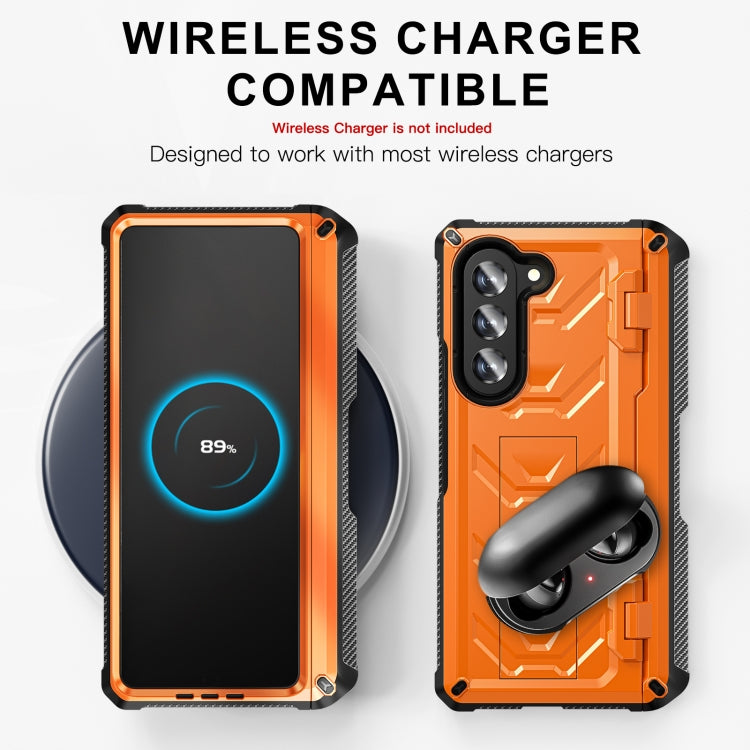 For Samsung Galaxy Z Fold5 5G Armored All-inclusive Shockproof Folding Phone Case(Orange) - Galaxy Z Fold5 Cases by buy2fix | Online Shopping UK | buy2fix