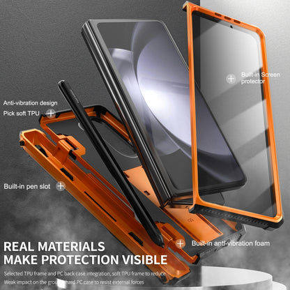 For Samsung Galaxy Z Fold5 5G Armored All-inclusive Shockproof Folding Phone Case(Orange) - Galaxy Z Fold5 Cases by buy2fix | Online Shopping UK | buy2fix