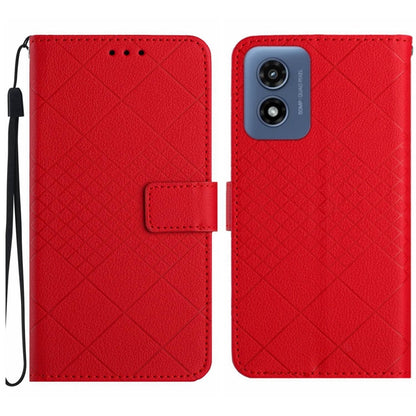 For Motorola Moto G Play 4G 2024 Rhombic Grid Texture Leather Phone Case(Red) by buy2fix