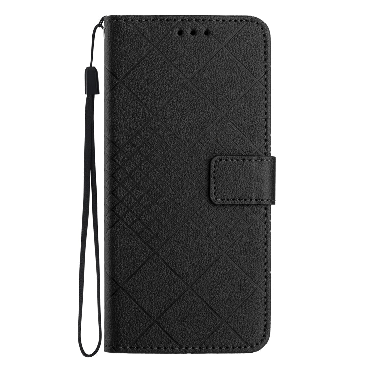 For Motorola Moto G Play 5G 2024 Rhombic Grid Texture Leather Phone Case(Black) by buy2fix
