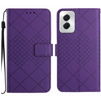 For Motorola Moto G Power 5G 2024 Rhombic Grid Texture Leather Phone Case(Purple) by buy2fix