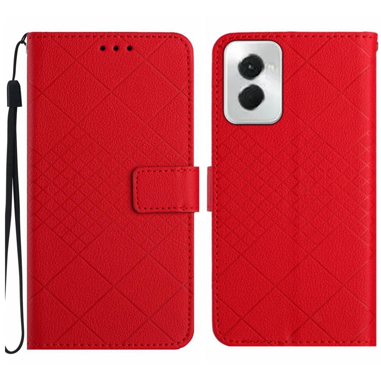 For Motorola Moto G Power 5G 2024 Rhombic Grid Texture Leather Phone Case(Red) by buy2fix