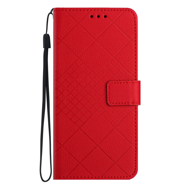 For Motorola Moto G Power 5G 2024 Rhombic Grid Texture Leather Phone Case(Red) by buy2fix