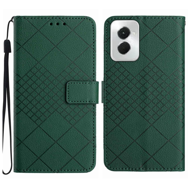 For Motorola Moto G Power 5G 2024 Rhombic Grid Texture Leather Phone Case(Green) by buy2fix