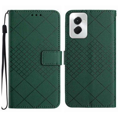 For Motorola Moto G Power 5G 2024 Rhombic Grid Texture Leather Phone Case(Green) by buy2fix