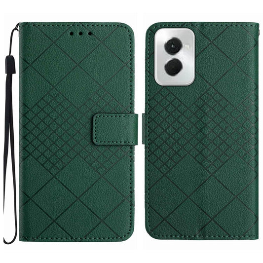 For Motorola Moto G Power 5G 2024 Rhombic Grid Texture Leather Phone Case(Green) by buy2fix