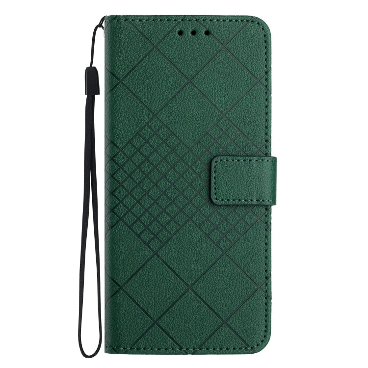 For Motorola Moto G Power 5G 2024 Rhombic Grid Texture Leather Phone Case(Green) by buy2fix