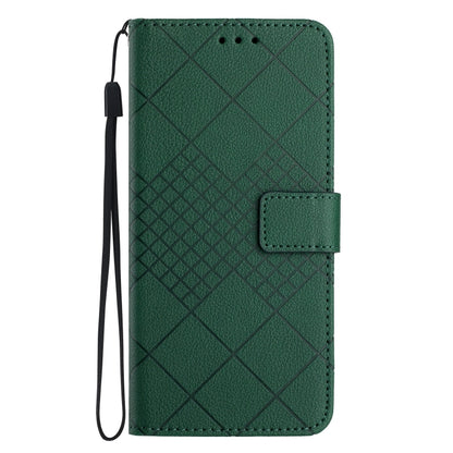 For Motorola Moto G Power 5G 2024 Rhombic Grid Texture Leather Phone Case(Green) by buy2fix