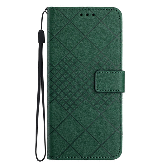 For Motorola Moto G Power 5G 2024 Rhombic Grid Texture Leather Phone Case(Green) by buy2fix