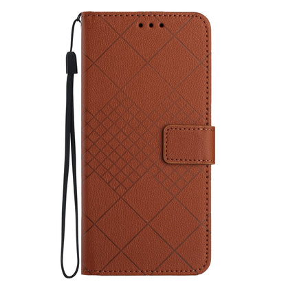 For Motorola Moto G Power 5G 2024 Rhombic Grid Texture Leather Phone Case(Brown) by buy2fix