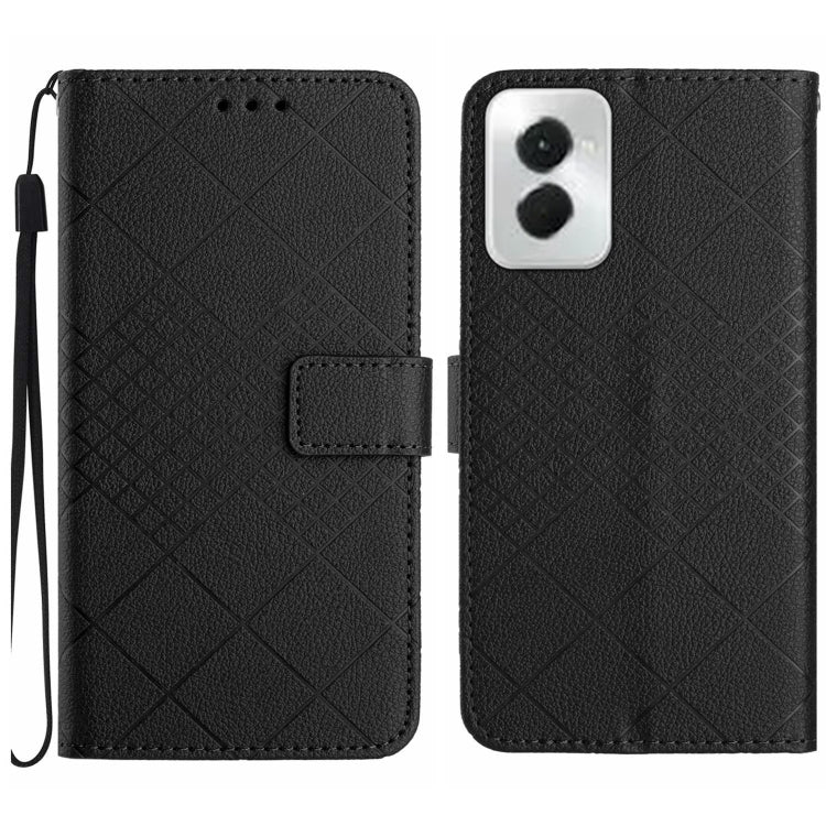 For Motorola Moto G Power 5G 2024 Rhombic Grid Texture Leather Phone Case(Black) by buy2fix
