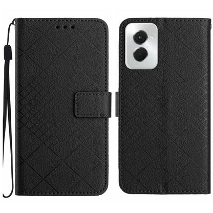 For Motorola Moto G Power 5G 2024 Rhombic Grid Texture Leather Phone Case(Black) by buy2fix