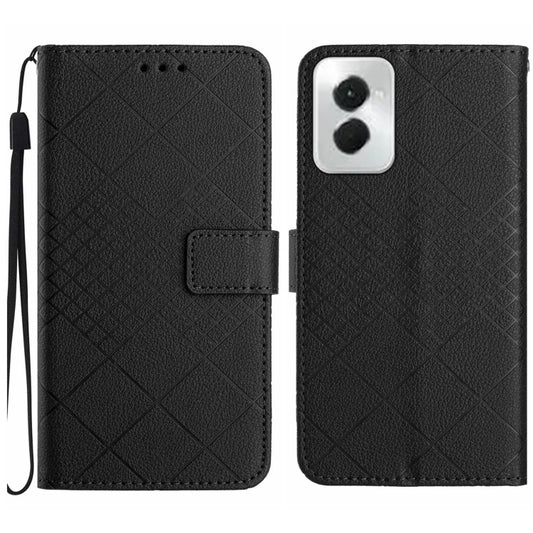 For Motorola Moto G Power 5G 2024 Rhombic Grid Texture Leather Phone Case(Black) by buy2fix