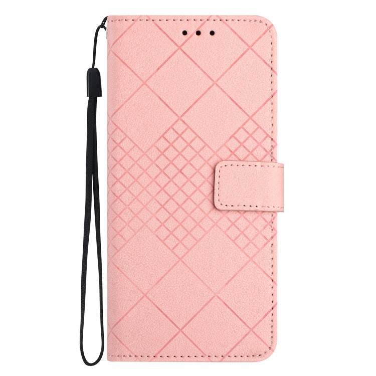 For Motorola Moto G Power 5G 2024 Rhombic Grid Texture Leather Phone Case(Pink) by buy2fix