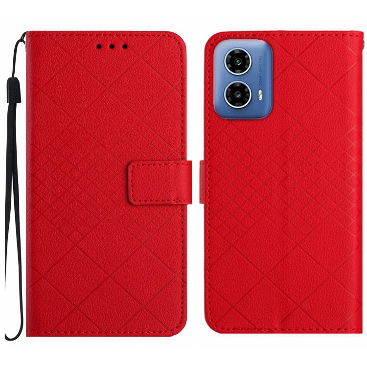 For Motorola Moto G Stylus 5G 2024 Rhombic Grid Texture Leather Phone Case(Red) by buy2fix