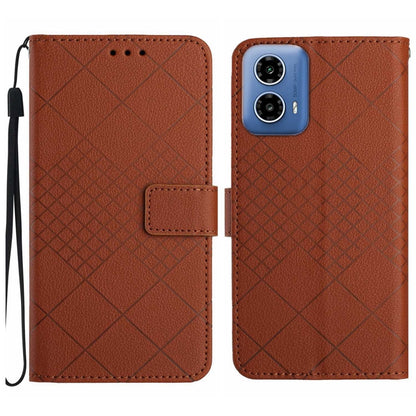 For Motorola Moto G Stylus 5G 2024 Rhombic Grid Texture Leather Phone Case(Brown) by buy2fix