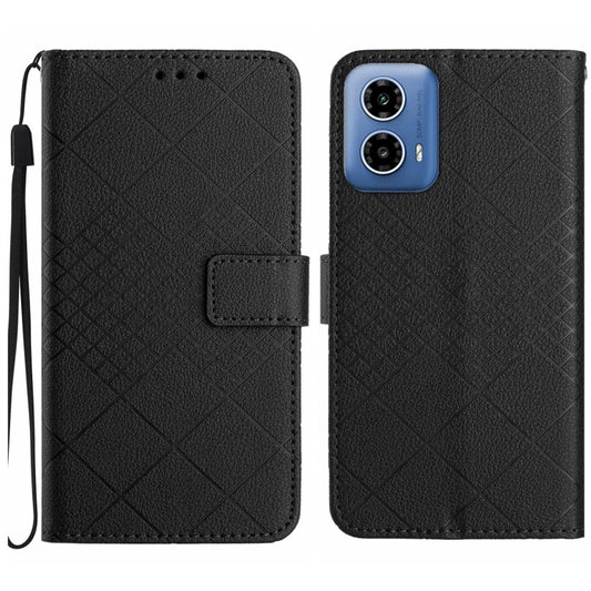 For Motorola Moto G Stylus 5G 2024 Rhombic Grid Texture Leather Phone Case(Black) by buy2fix