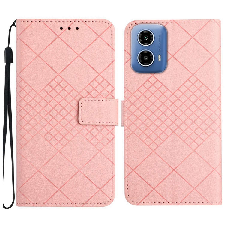 For Motorola Moto G Stylus 5G 2024 Rhombic Grid Texture Leather Phone Case(Pink) by buy2fix