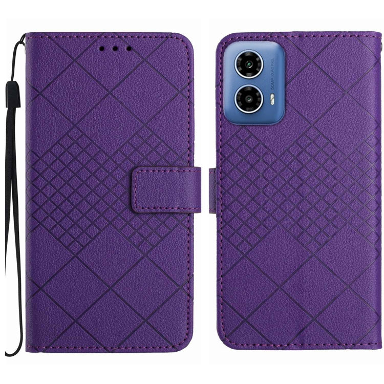 For Motorola Edge 5G 2024 Rhombic Grid Texture Leather Phone Case(Purple) by buy2fix