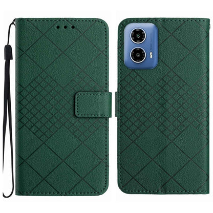 For Motorola Edge 5G 2024 Rhombic Grid Texture Leather Phone Case(Green) by buy2fix