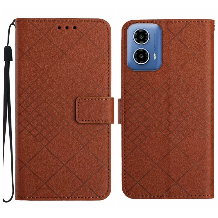 For Motorola Edge 5G 2024 Rhombic Grid Texture Leather Phone Case(Brown) by buy2fix