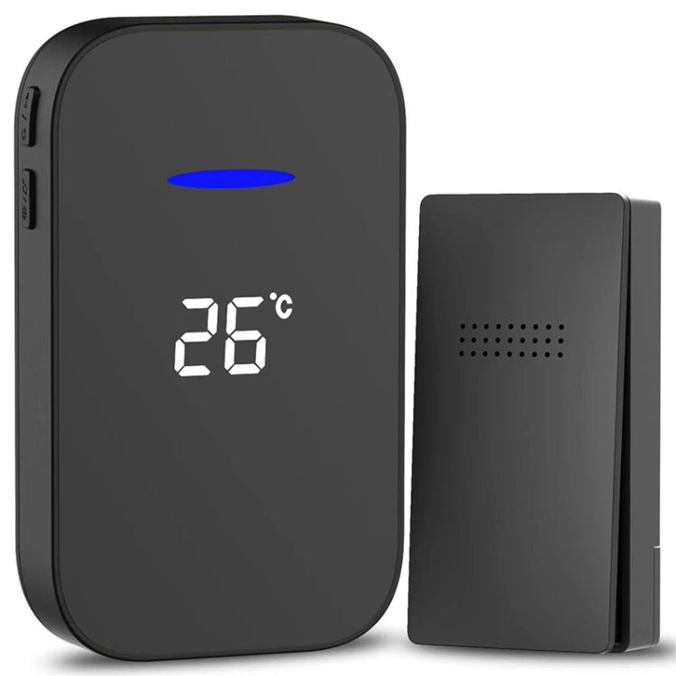 C302B One to One Home Wireless Doorbell Temperature Digital Display Remote Control Elderly Pager, US Plug(Black) by buy2fix