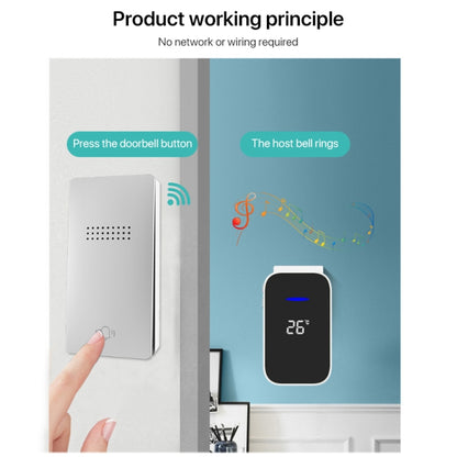 C302B One to One Home Wireless Doorbell Temperature Digital Display Remote Control Elderly Pager, US Plug(White) by buy2fix