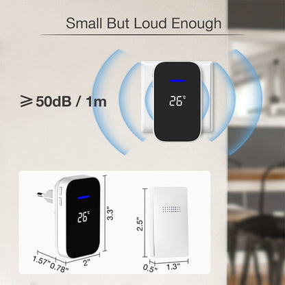 C302B One to One Home Wireless Doorbell Temperature Digital Display Remote Control Elderly Pager, US Plug(White) by buy2fix