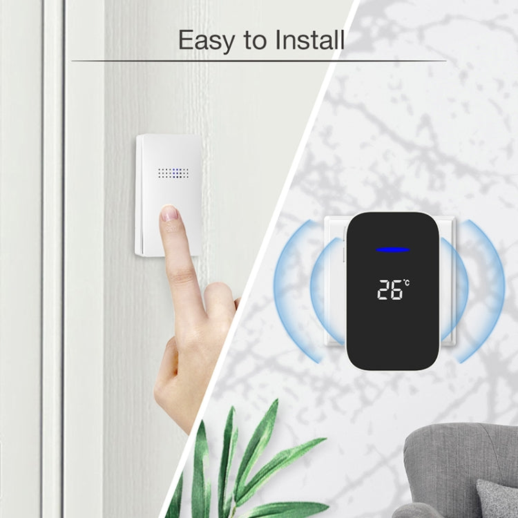 C302B One to One Home Wireless Doorbell Temperature Digital Display Remote Control Elderly Pager, UK Plug(White) by buy2fix
