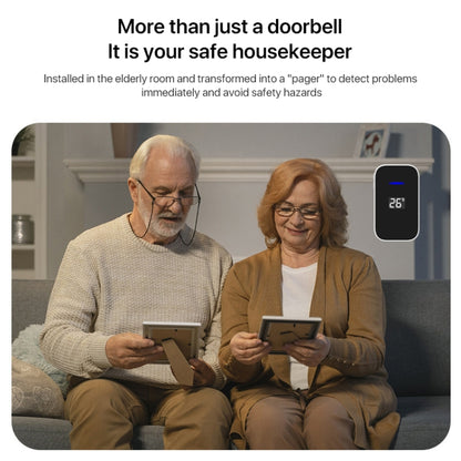 C302B One to One Home Wireless Doorbell Temperature Digital Display Remote Control Elderly Pager, UK Plug(White) by buy2fix