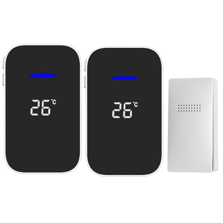C302B One to Two Home Wireless Doorbell Temperature Digital Display Remote Control Elderly Pager, US Plug(White) by buy2fix